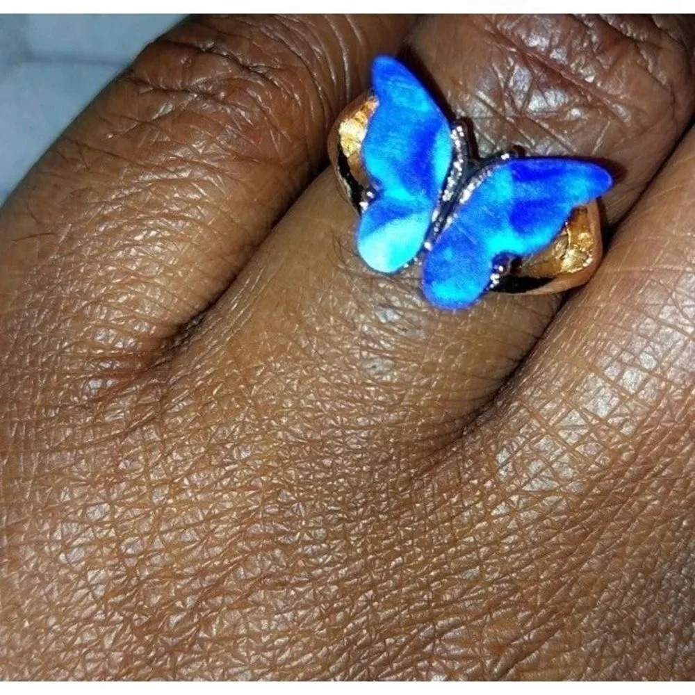 Super cute blue butterfly ring sz 7